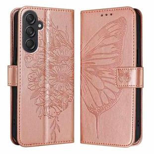 For Samsung Galaxy M55 Embossed Butterfly Leather Phone Case(Rose Gold)