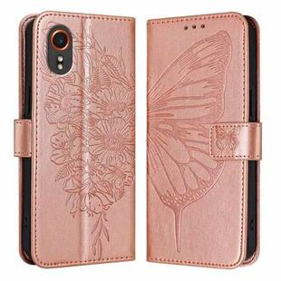 For Samsung Galaxy Xcover7 Embossed Butterfly Leather Phone Case(Rose Gold)