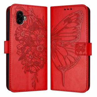 For Samsung Galaxy Xcover6 Pro Embossed Butterfly Leather Phone Case(Red)