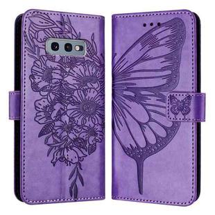 For Samsung Galaxy S10e Embossed Butterfly Leather Phone Case(Light Purple)