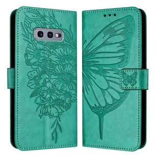 For Samsung Galaxy S10e Embossed Butterfly Leather Phone Case(Green)