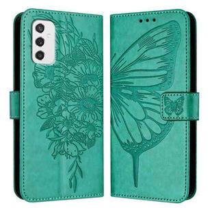 For Samsung Galaxy M52 5G Embossed Butterfly Leather Phone Case(Green)