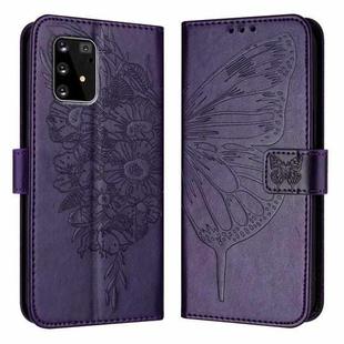 For Samsung Galaxy A91 / M80s / S10 Lite Embossed Butterfly Leather Phone Case(Dark Purple)