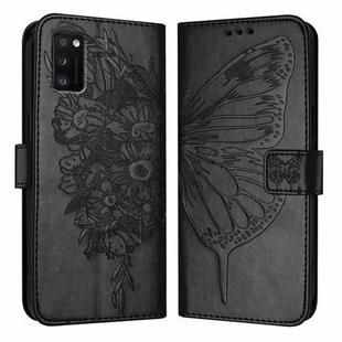 For Samsung Galaxy A41 EU Embossed Butterfly Leather Phone Case(Black)