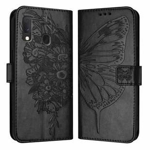 For Samsung Galaxy A20e / A10e Embossed Butterfly Leather Phone Case(Black)