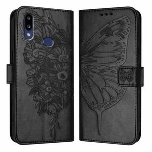 For Samsung Galaxy A10s / M10s Embossed Butterfly Leather Phone Case(Black)