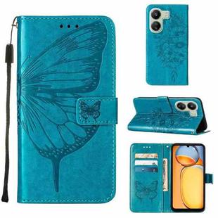 For Xiaomi Redmi 13C Embossed Butterfly Leather Phone Case(Blue)