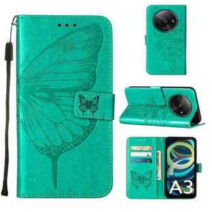 For Xiaomi Redmi A3 Embossed Butterfly Leather Phone Case(Green)