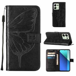 For Xiaomi Redmi Note 13 4G Global Embossed Butterfly Leather Phone Case(Black)