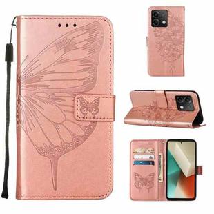 For Xiaomi Redmi Note 13 5G Global Embossed Butterfly Leather Phone Case(Rose Gold)