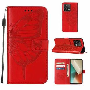 For Xiaomi Redmi Note 13 5G Global Embossed Butterfly Leather Phone Case(Red)