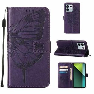 For Xiaomi Redmi Note 13 Pro 5G Global Embossed Butterfly Leather Phone Case(Dark Purple)