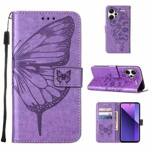 For Xiaomi Redmi Note 13 Pro+ 5G Embossed Butterfly Leather Phone Case(Purple)