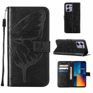 For Xiaomi Poco M6 Pro 4G Embossed Butterfly Leather Phone Case(Black)