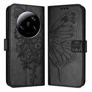 For Xiaomi 13 Ultra Embossed Butterfly Leather Phone Case(Black)