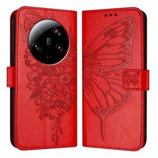For Xiaomi 13 Ultra Embossed Butterfly Leather Phone Case(Red)