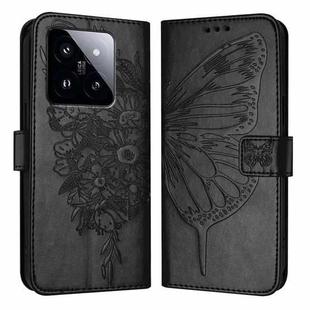 For Xiaomi 14 Pro 5G Global Embossed Butterfly Leather Phone Case(Black)