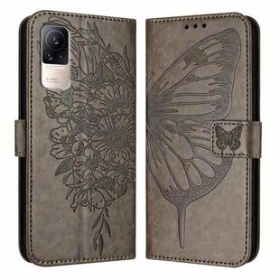 For Xiaomi Civi 1S Embossed Butterfly Leather Phone Case(Grey)