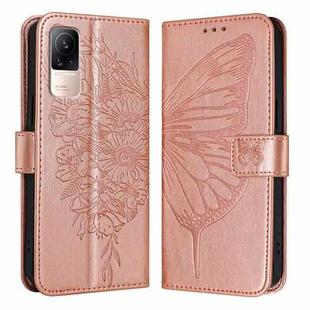 For Xiaomi Civi 1S Embossed Butterfly Leather Phone Case(Rose Gold)