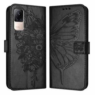 For Xiaomi Civi 1S Embossed Butterfly Leather Phone Case(Black)