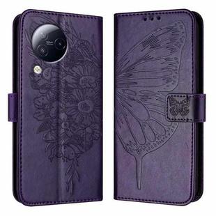 For Xiaomi Civi 3 5G Embossed Butterfly Leather Phone Case(Dark Purple)