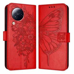 For Xiaomi Civi 3 5G Embossed Butterfly Leather Phone Case(Red)