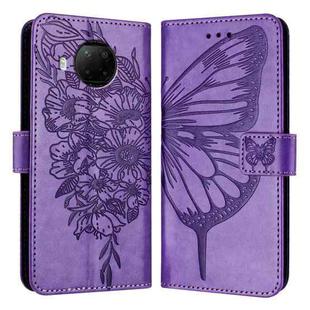 For Xiaomi Mi 10T Lite 5G Embossed Butterfly Leather Phone Case(Purple)