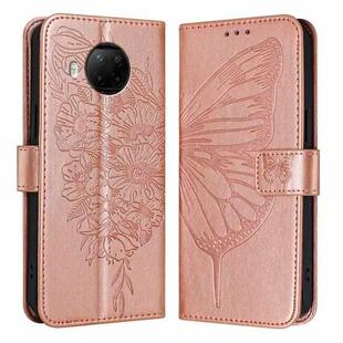 For Xiaomi Mi 10T Lite 5G Embossed Butterfly Leather Phone Case(Rose Gold)