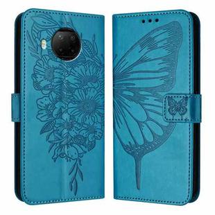 For Xiaomi Mi 10T Lite 5G Embossed Butterfly Leather Phone Case(Blue)