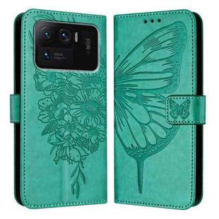For Xiaomi Mi 11 Ultra Embossed Butterfly Leather Phone Case(Green)