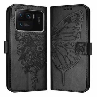 For Xiaomi Mi 11 Ultra Embossed Butterfly Leather Phone Case(Black)