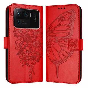 For Xiaomi Mi 11 Ultra Embossed Butterfly Leather Phone Case(Red)