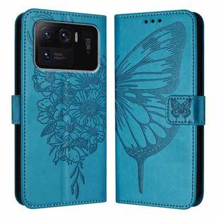 For Xiaomi Mi 11 Ultra Embossed Butterfly Leather Phone Case(Blue)