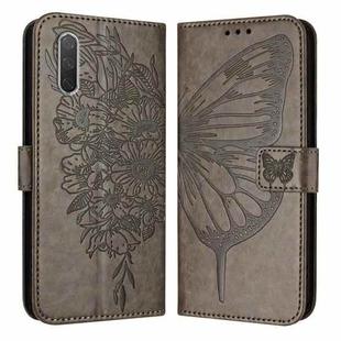 For Xiaomi Mi CC9e / Mi A3 Embossed Butterfly Leather Phone Case(Grey)