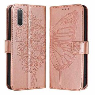 For Xiaomi Mi CC9e / Mi A3 Embossed Butterfly Leather Phone Case(Rose Gold)