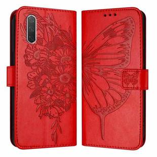 For Xiaomi Mi CC9e / Mi A3 Embossed Butterfly Leather Phone Case(Red)