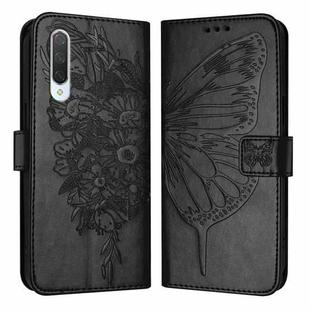 For Xiaomi Mi CC9 / Mi 9 Lite Embossed Butterfly Leather Phone Case(Black)