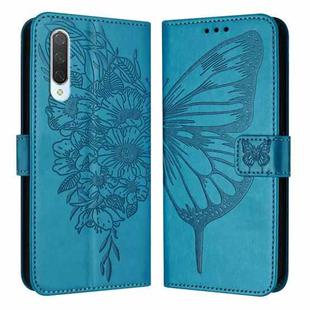 For Xiaomi Mi CC9 / Mi 9 Lite Embossed Butterfly Leather Phone Case(Blue)