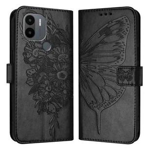For Xiaomi Poco C51 / Poco C50 4G Embossed Butterfly Leather Phone Case(Black)