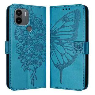 For Xiaomi Poco C51 / Poco C50 4G Embossed Butterfly Leather Phone Case(Blue)