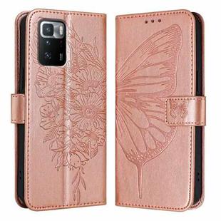For Xiaomi Poco X3 GT Embossed Butterfly Leather Phone Case(Rose Gold)