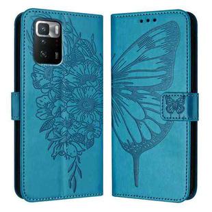 For Xiaomi Poco X3 GT Embossed Butterfly Leather Phone Case(Blue)