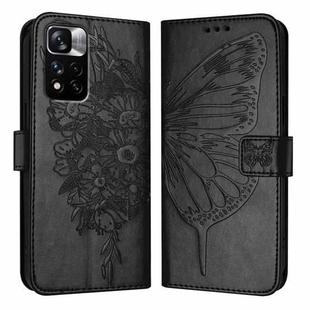 For Xiaomi Poco X4 NFC Embossed Butterfly Leather Phone Case(Black)