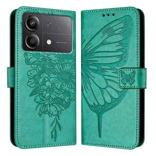 For Xiaomi Poco X6 Neo 5G Global Embossed Butterfly Leather Phone Case(Green)
