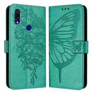 For Xiaomi Redmi 7 Embossed Butterfly Leather Phone Case(Green)