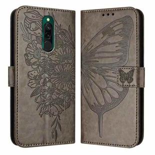 For Xiaomi Redmi 8 / 8A Embossed Butterfly Leather Phone Case(Grey)