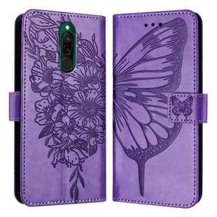 For Xiaomi Redmi 8 / 8A Embossed Butterfly Leather Phone Case(Purple)