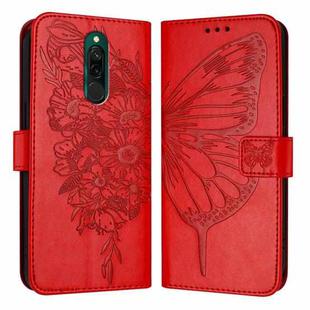 For Xiaomi Redmi 8 / 8A Embossed Butterfly Leather Phone Case(Red)