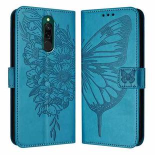 For Xiaomi Redmi 8 / 8A Embossed Butterfly Leather Phone Case(Blue)