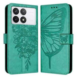 For Xiaomi Redmi K70 / K70 Pro Embossed Butterfly Leather Phone Case(Green)